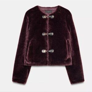 ZARA FAUX FUR JACKET WITH FIREMAN CLASP